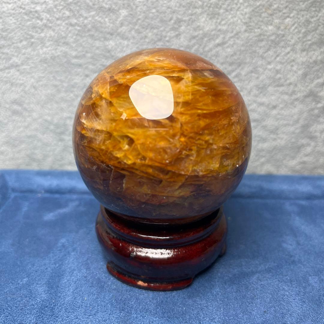 ファイアクオーツとゴールデンヒーラー共生　スフィア　直径 63.5mm