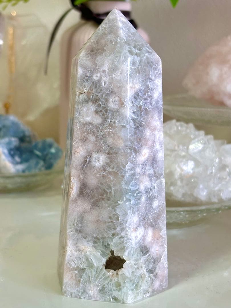 値下げ　高品質　プラシオライト桜瑪瑙　アメジストBIGサイズ　タワー　ポイント