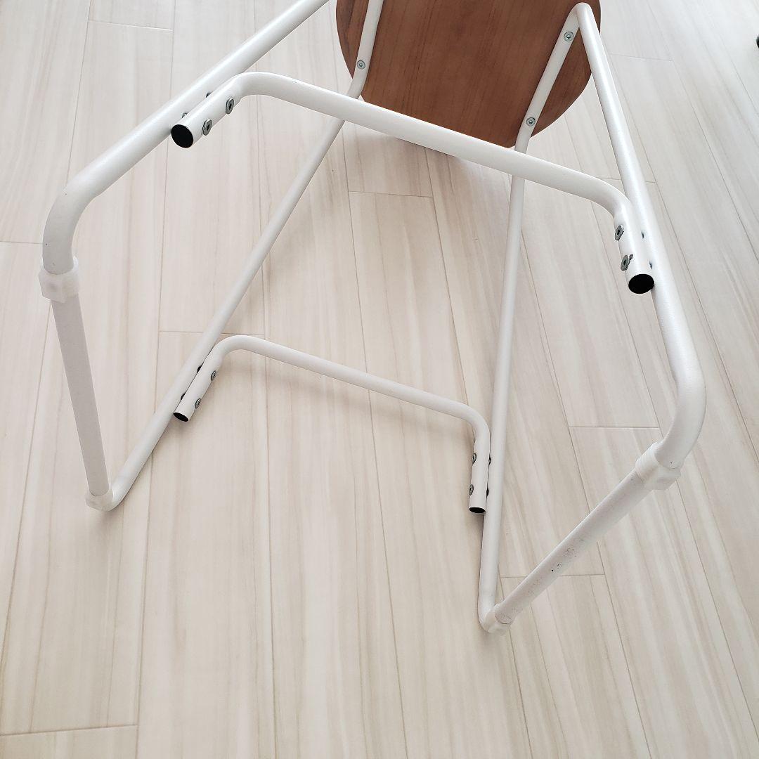 二脚 カウンターチェア ハイチェア 高さ65.5八角形スツール 木製天板 白脚