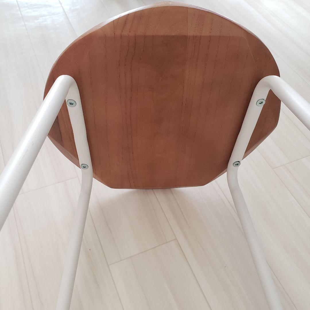 二脚 カウンターチェア ハイチェア 高さ65.5八角形スツール 木製天板 白脚