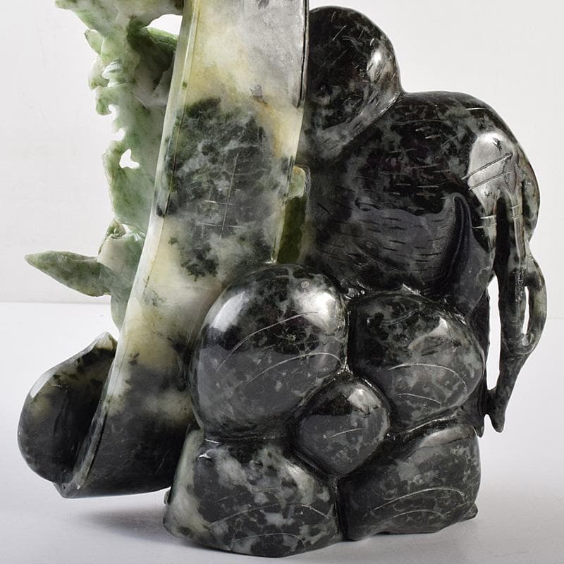 中国　玉石翡翠玉　果実彫　床飾　置物　重さ約1371g　D　R7574