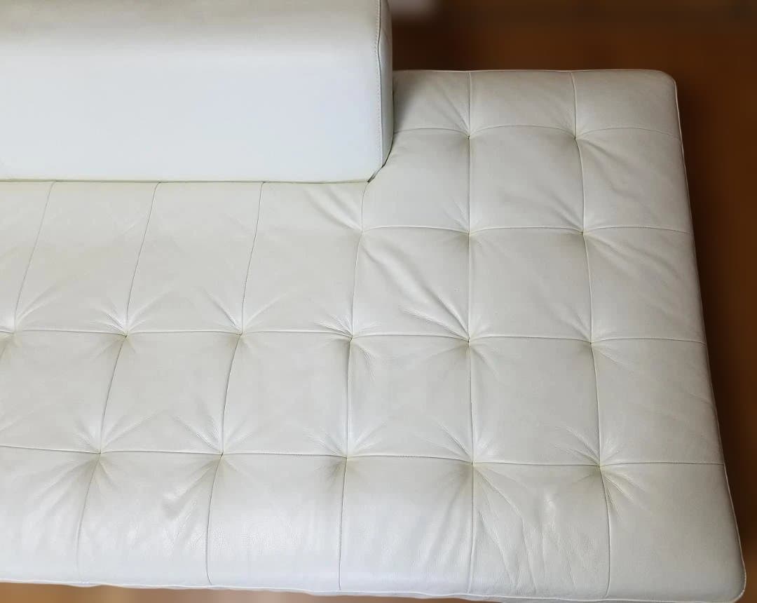 IDC 大塚家具 本革 ソファ L/Sコンフォート11 ホワイト レザー 中古