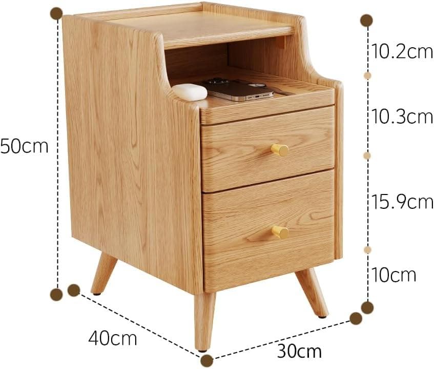 マンゴーウッド製 ナイトテーブル 3段引き出し ナチュラルウッド