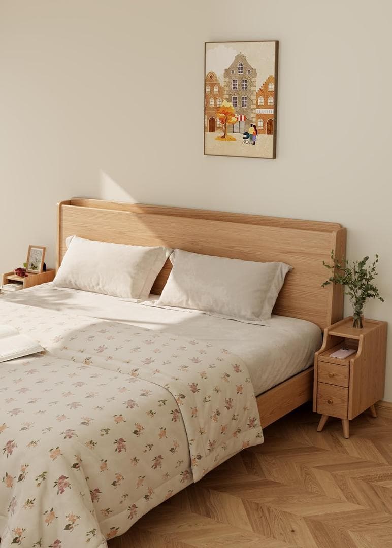 マンゴーウッド製 ナイトテーブル 3段引き出し ナチュラルウッド