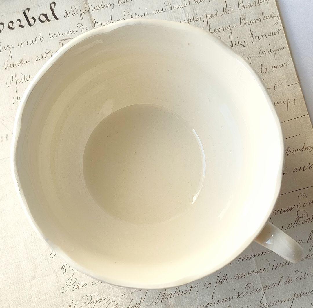 サルグミンヌ　花リム　大きなショコラカップ　２客　フランスアンティーク