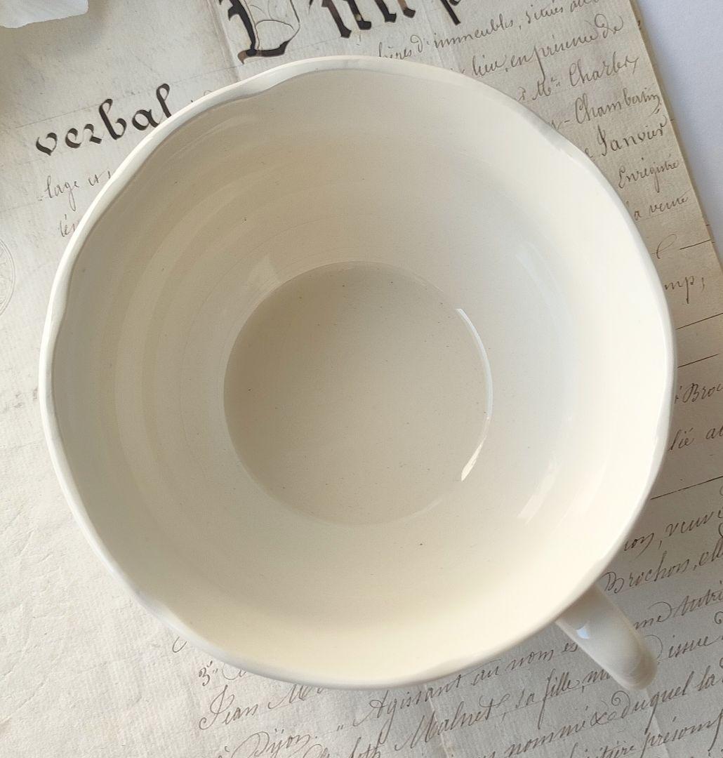 サルグミンヌ　花リム　大きなショコラカップ　２客　フランスアンティーク