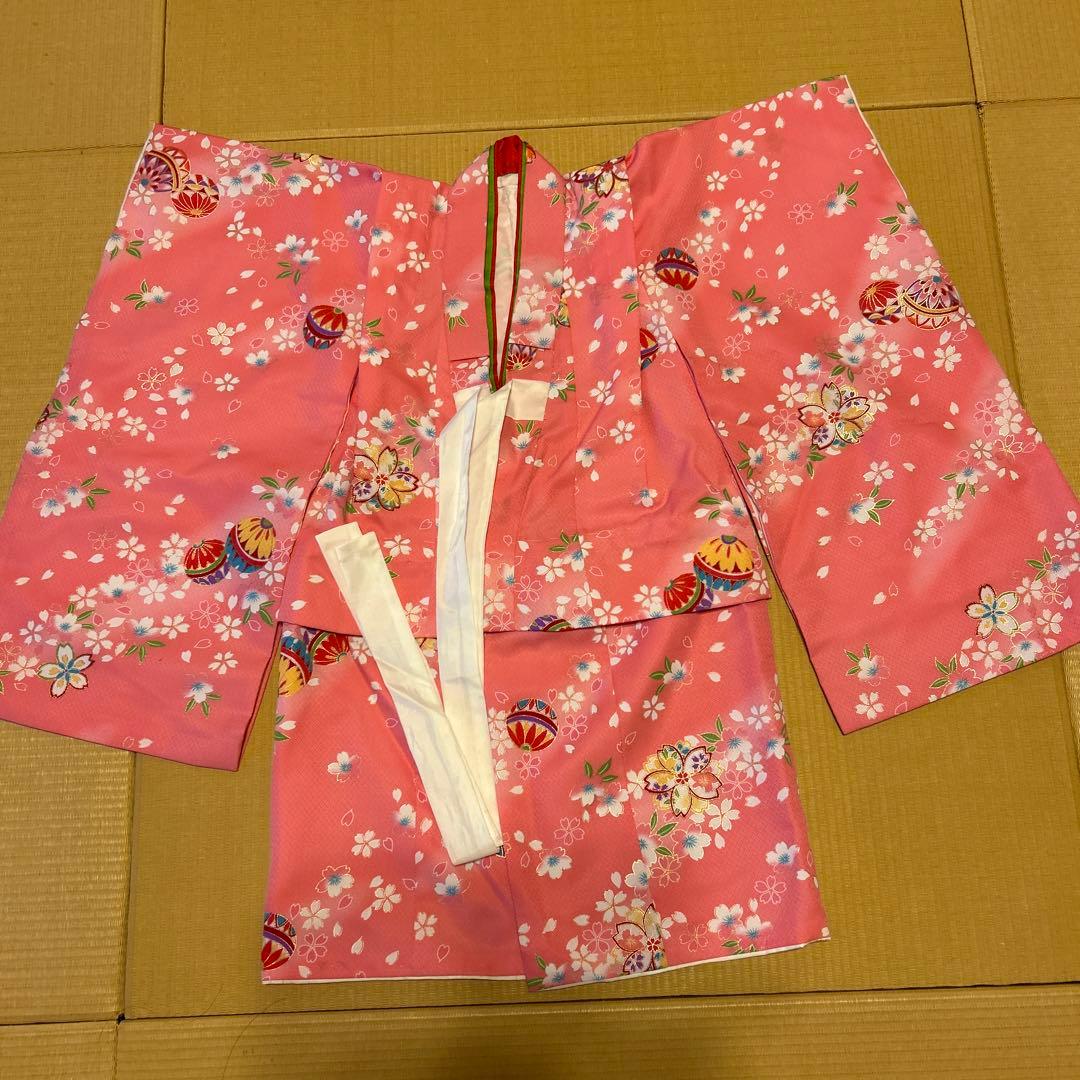 七五三 着物と被布（鞠と桜）三歳用セット