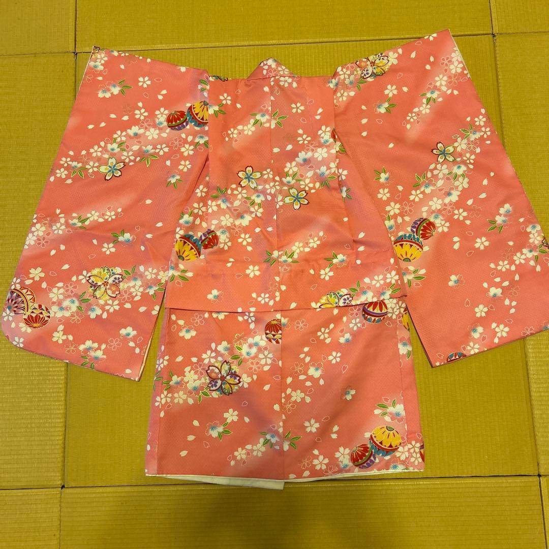 七五三 着物と被布（鞠と桜）三歳用セット