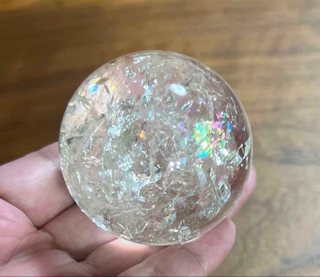 【天然非加熱】シトリン 丸玉45㎜　スフィア　レインボー　キラキラ綺麗！