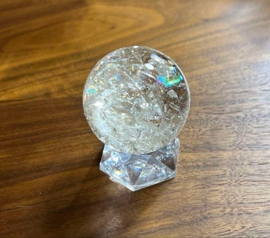 【天然非加熱】シトリン 丸玉45㎜　スフィア　レインボー　キラキラ綺麗！