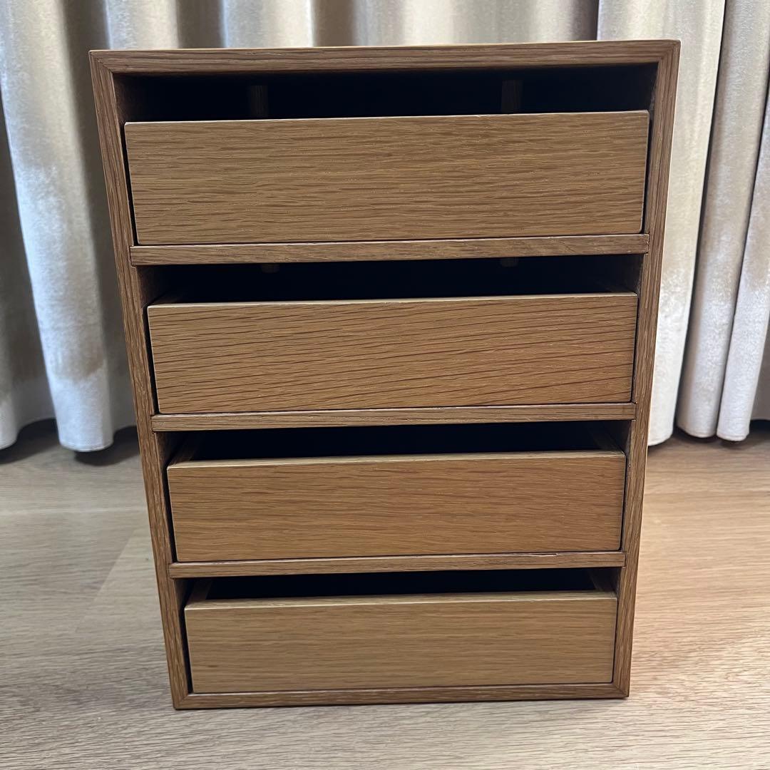 廃番 希少 無印良品 木製収納ケース 引出式・4段 オーク材 引き出し4段