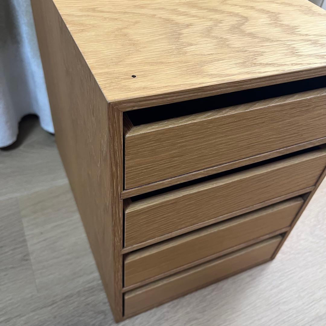 廃番 希少 無印良品 木製収納ケース 引出式・4段 オーク材 引き出し4段