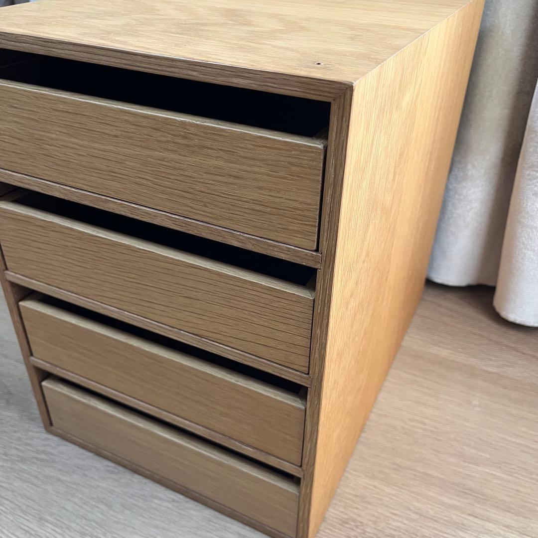廃番 希少 無印良品 木製収納ケース 引出式・4段 オーク材 引き出し4段