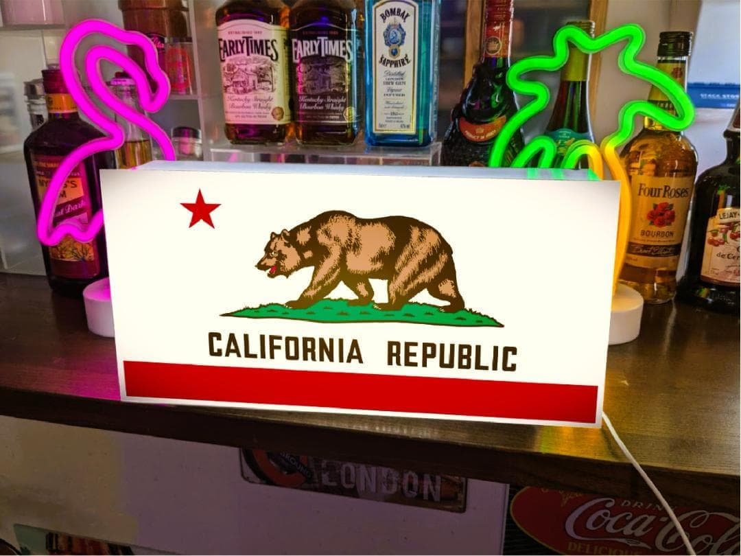 カリフォルニアリパブリック 熊 看板 置物 アメリカン雑貨 ライトBOX