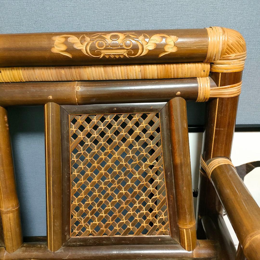 ヴィンテージ レトロ アジアン家具 竹製ソファ 籐巻き 2人掛け