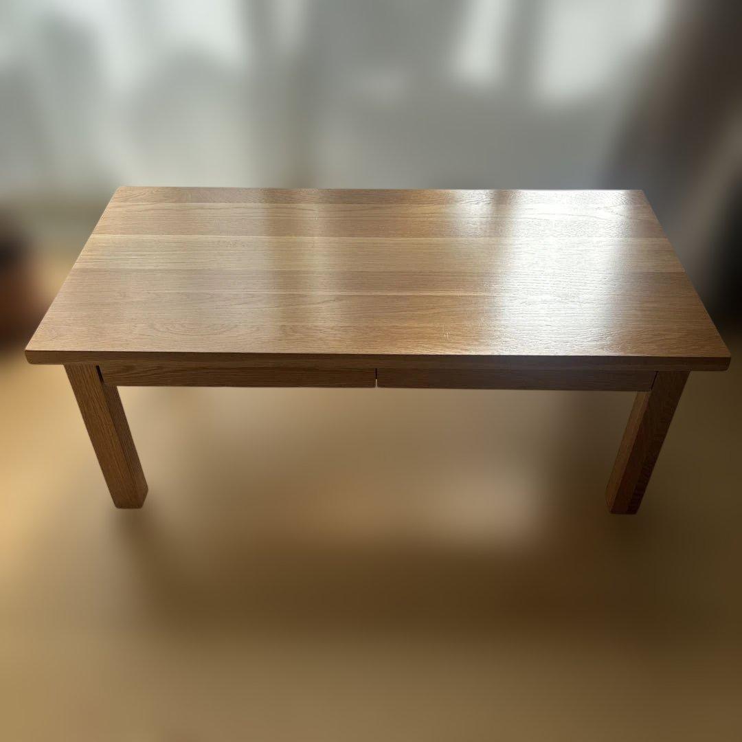 【無印良品】 ローテーブル90×45×35オーク無垢材 引出し付き 廃盤品