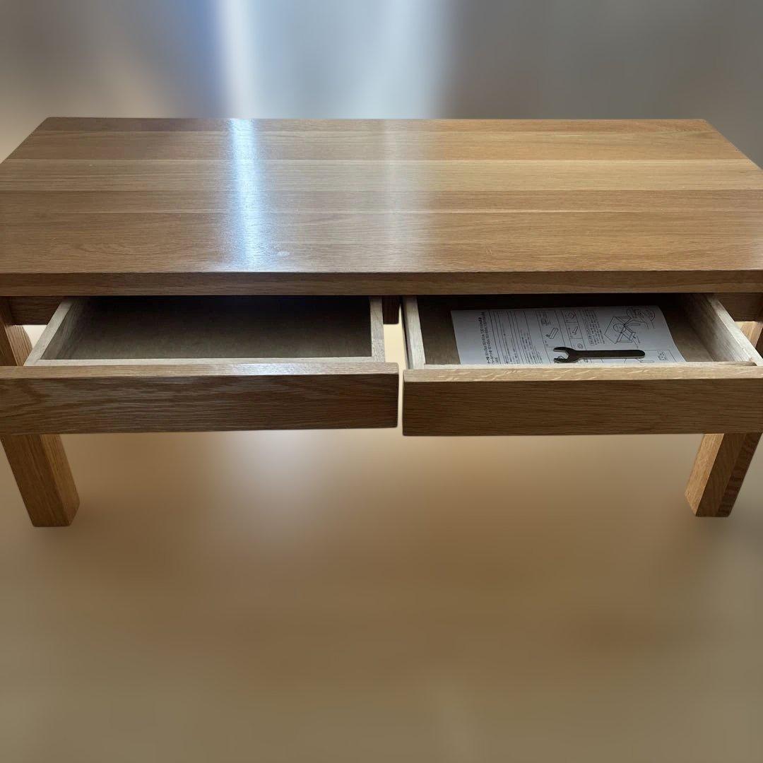 【無印良品】 ローテーブル90×45×35オーク無垢材 引出し付き 廃盤品