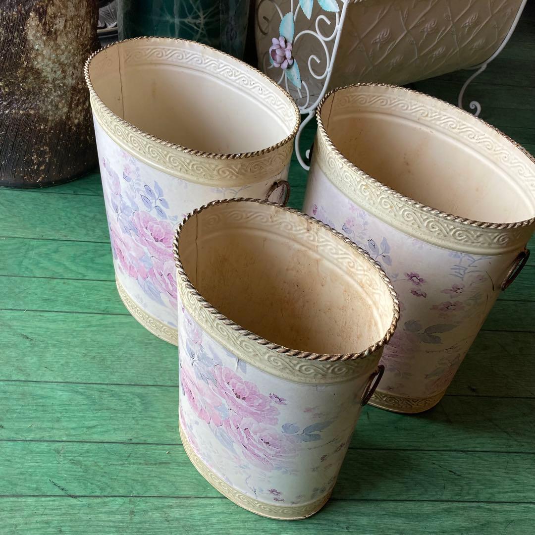 湯布院アンティーク イタリア フラワーベース ダストボックス ロココ スチール