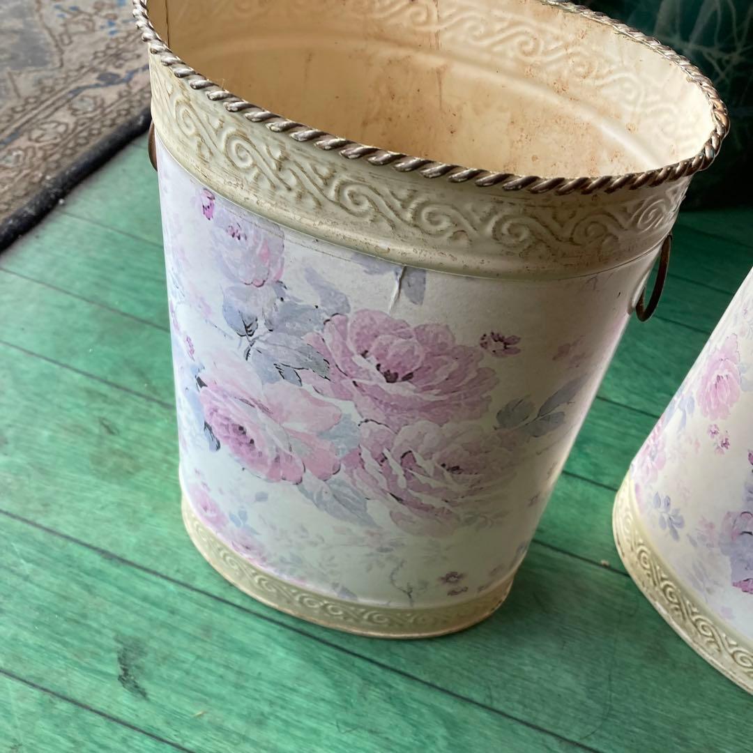 湯布院アンティーク イタリア フラワーベース ダストボックス ロココ スチール