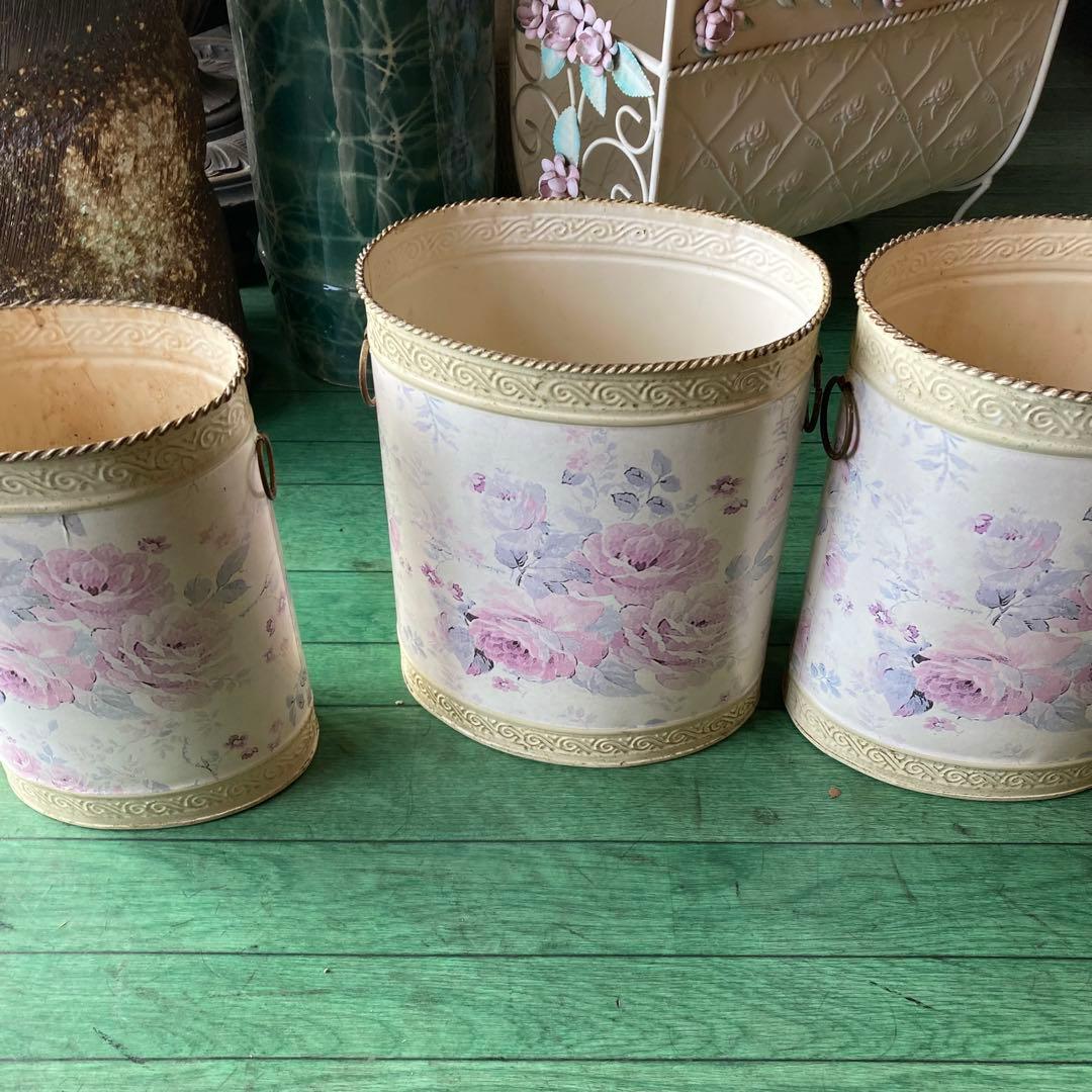 湯布院アンティーク イタリア フラワーベース ダストボックス ロココ スチール