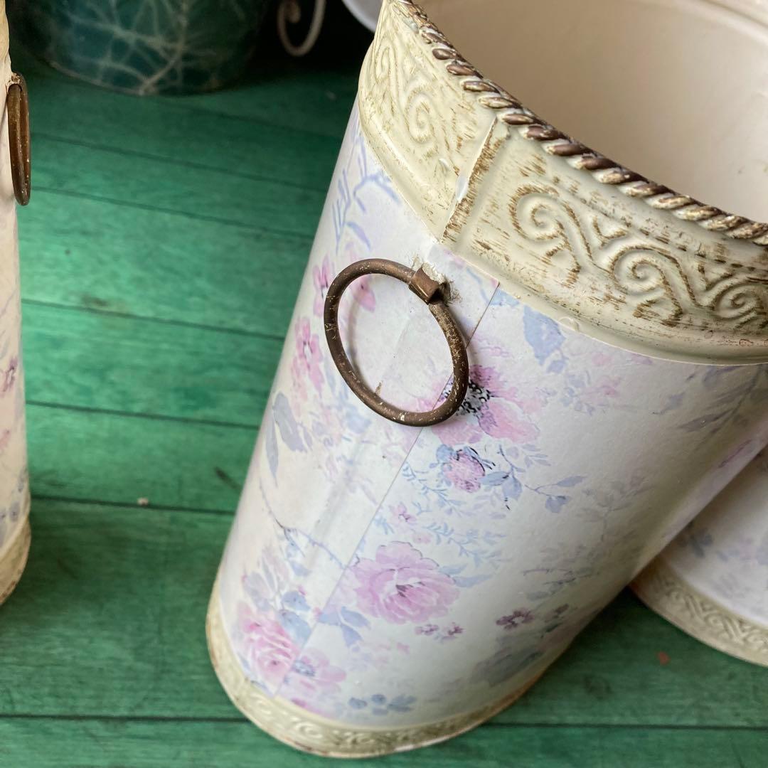 湯布院アンティーク イタリア フラワーベース ダストボックス ロココ スチール