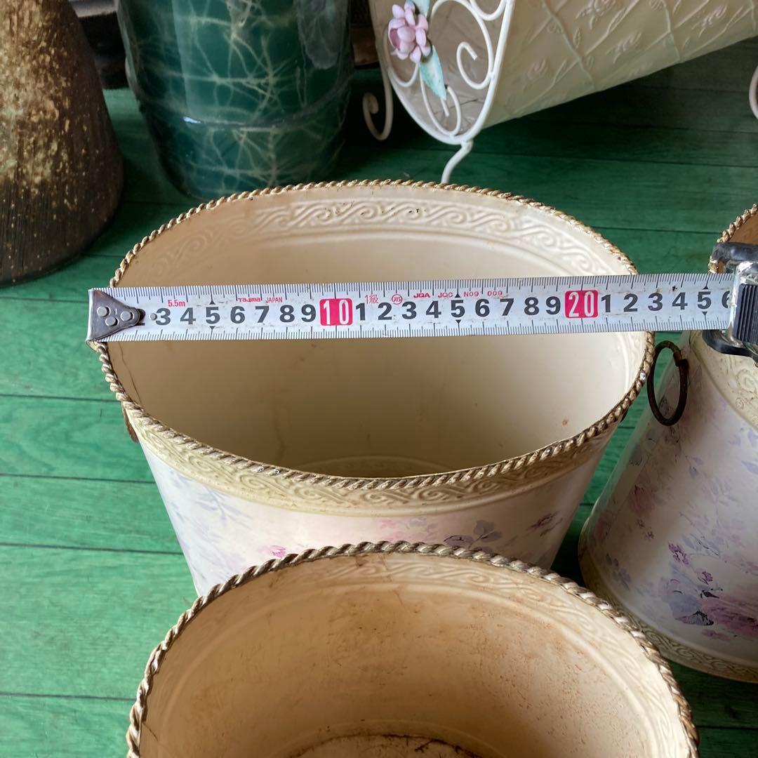 湯布院アンティーク イタリア フラワーベース ダストボックス ロココ スチール
