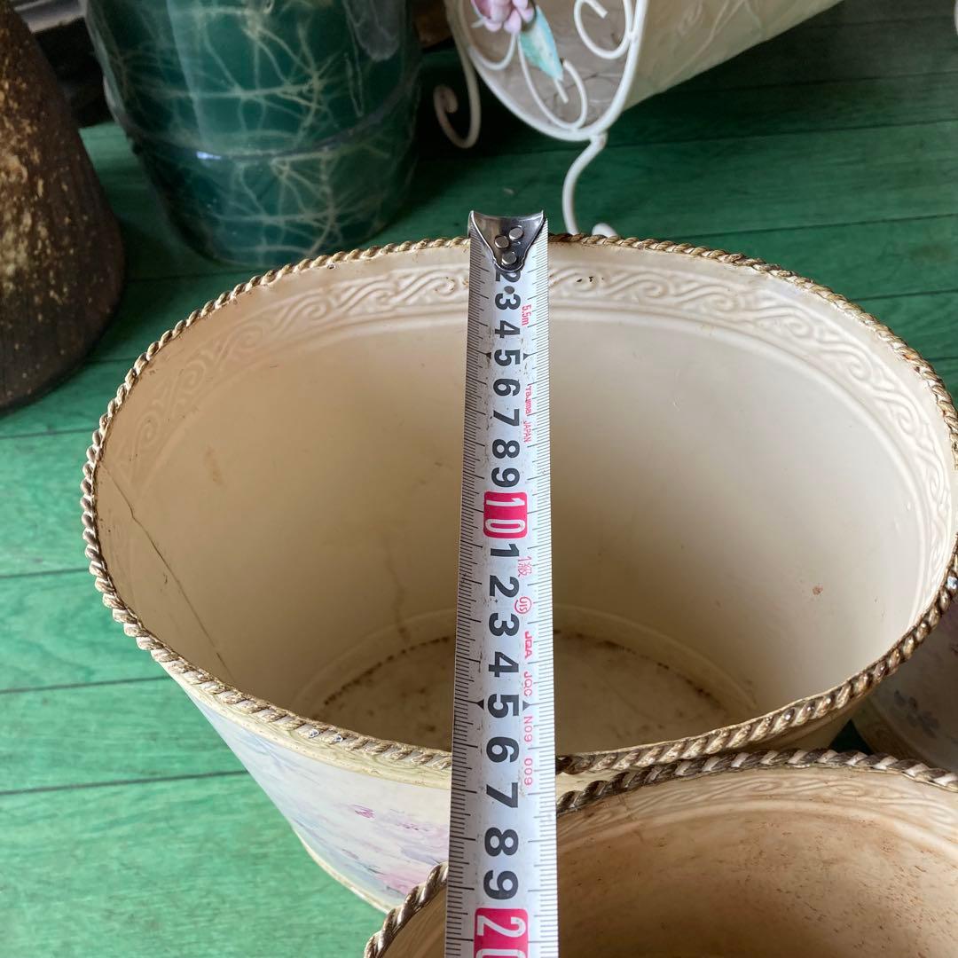 湯布院アンティーク イタリア フラワーベース ダストボックス ロココ スチール