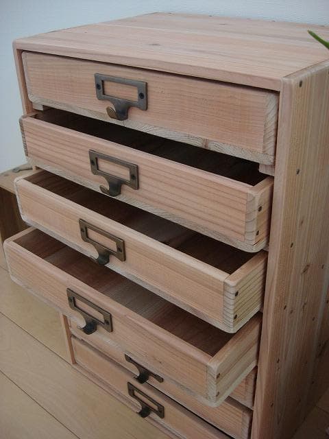 ★送料無料★サイズ変更可能★A4ネームプレート7段引き出し/無垢材木製書類ケース