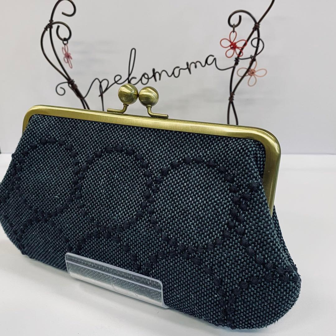 親子がま口長財布＊ハンドメイド＊ミナペルホネン＊tambourine＊ネイビー