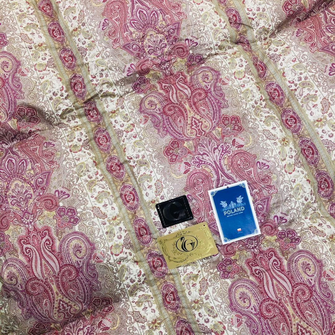 羽毛布団 ダブル ポーランド産ホワイトマザーグース 日本製 sk6492ピンク