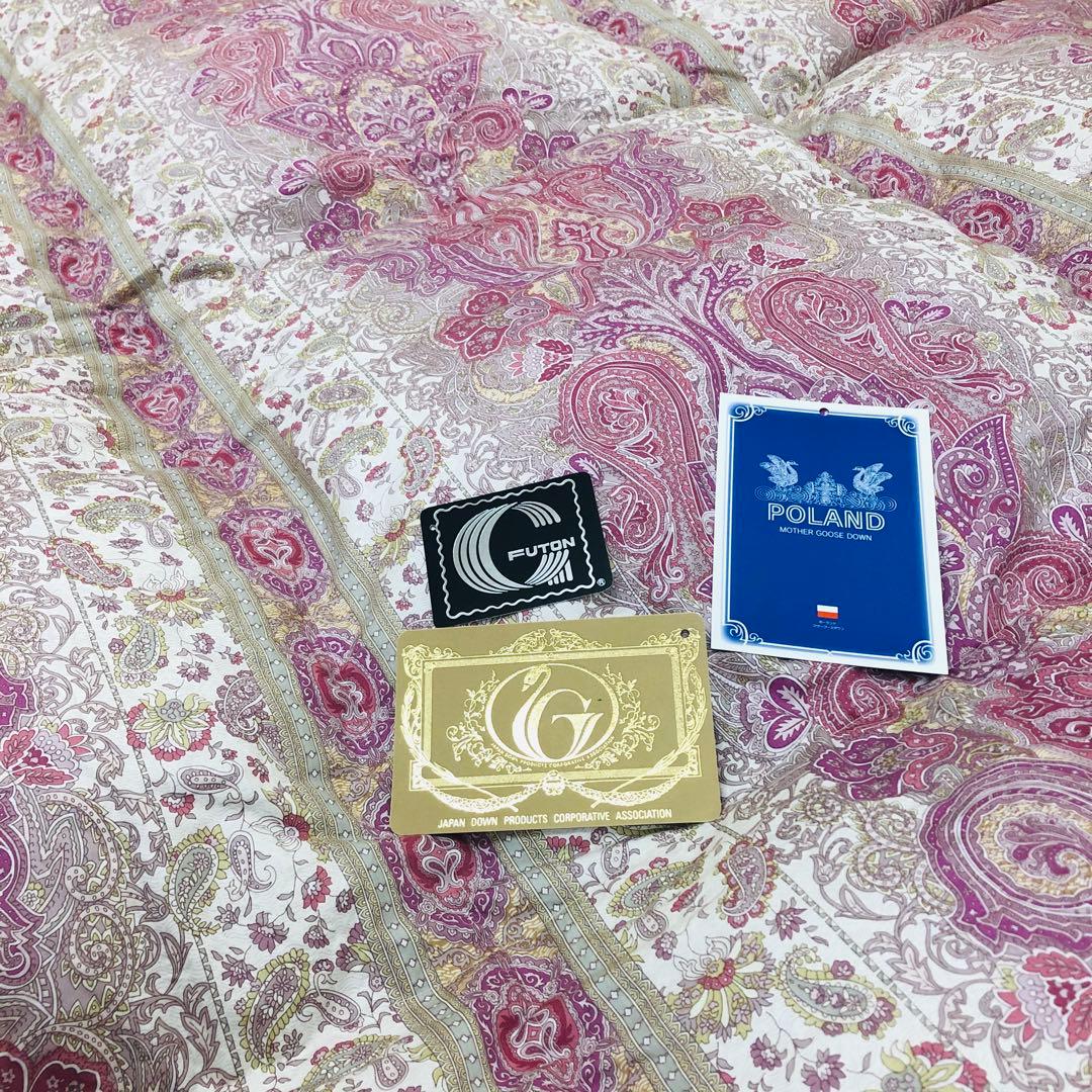 羽毛布団 ダブル ポーランド産ホワイトマザーグース 日本製 sk6492ピンク