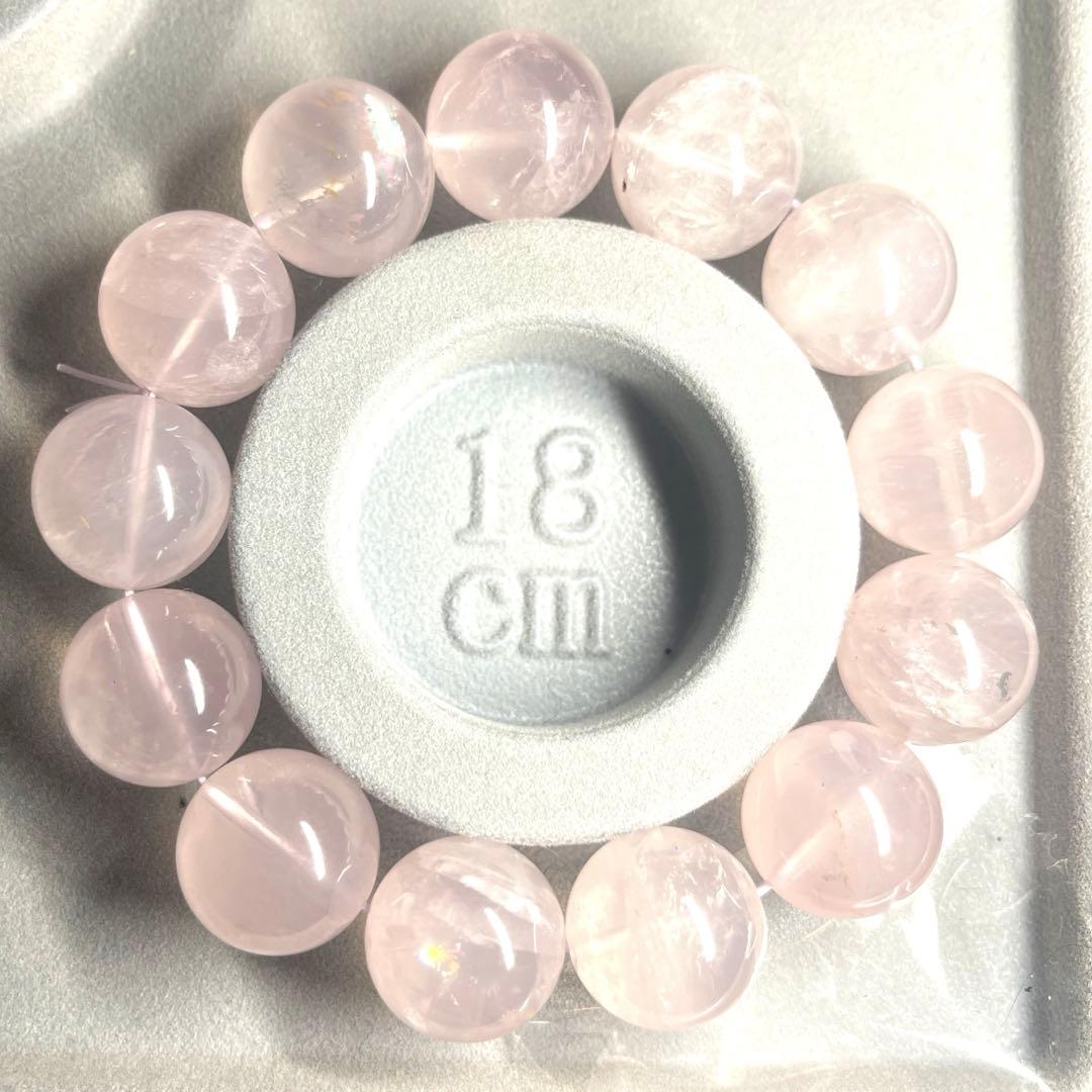 大玉17.5㍉ローズクォーツ　ブレスレット　天然石 クリスタル　弾性ロープ付
