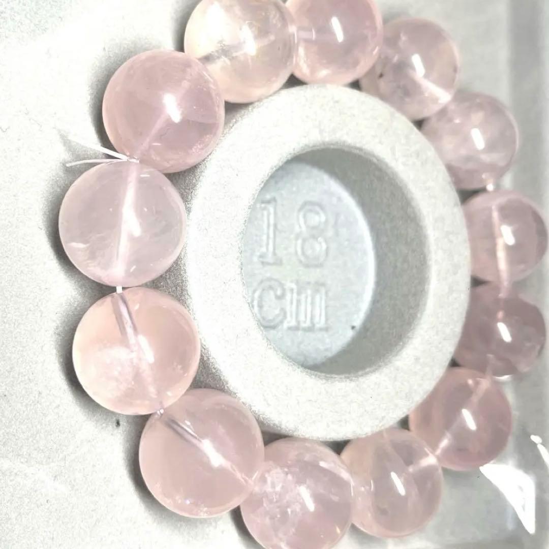 大玉17.5㍉ローズクォーツ　ブレスレット　天然石 クリスタル　弾性ロープ付