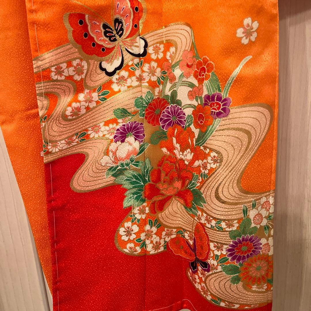 豪華　お宮参り 着物  長襦袢セット　女の子 日本製　花柄　蝶