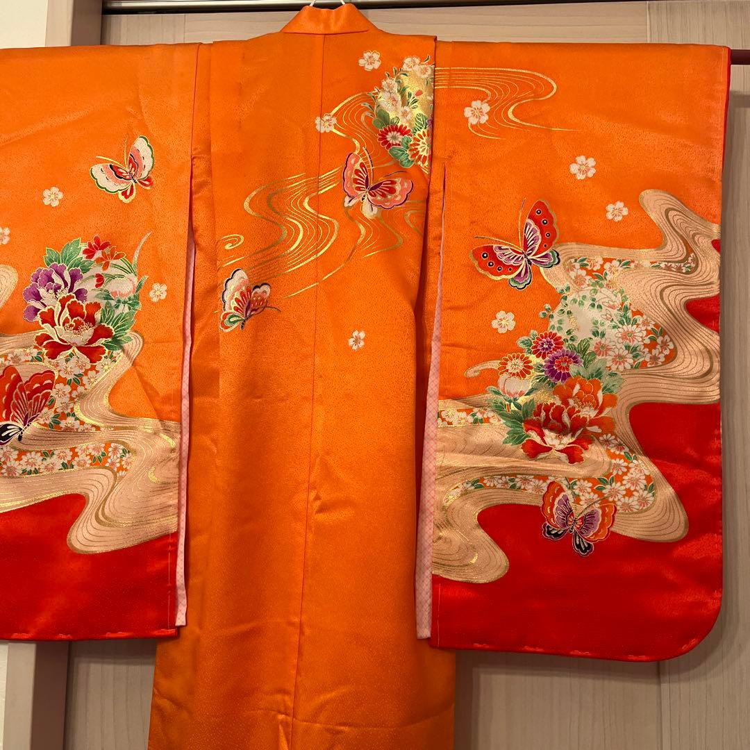 豪華　お宮参り 着物  長襦袢セット　女の子 日本製　花柄　蝶