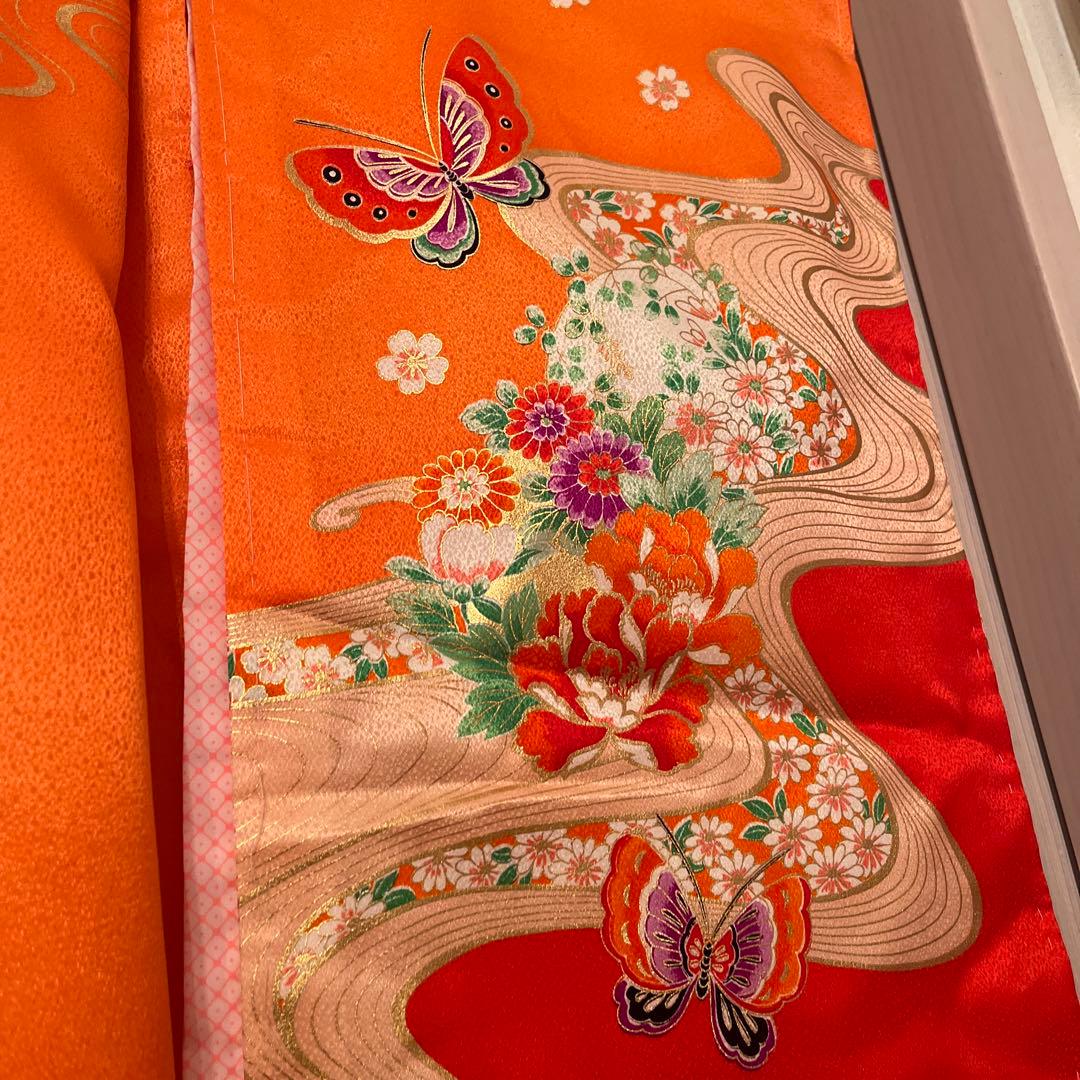 豪華　お宮参り 着物  長襦袢セット　女の子 日本製　花柄　蝶