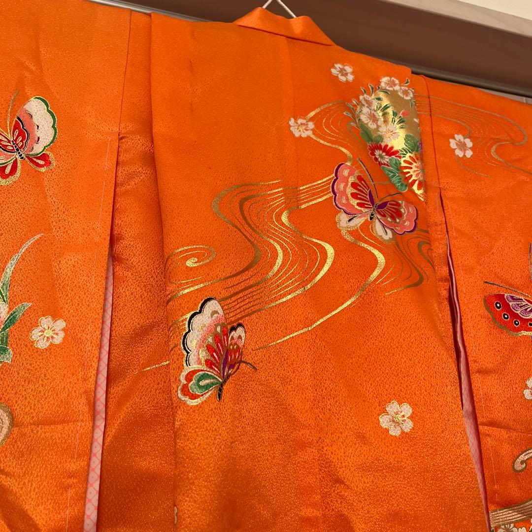 豪華　お宮参り 着物  長襦袢セット　女の子 日本製　花柄　蝶