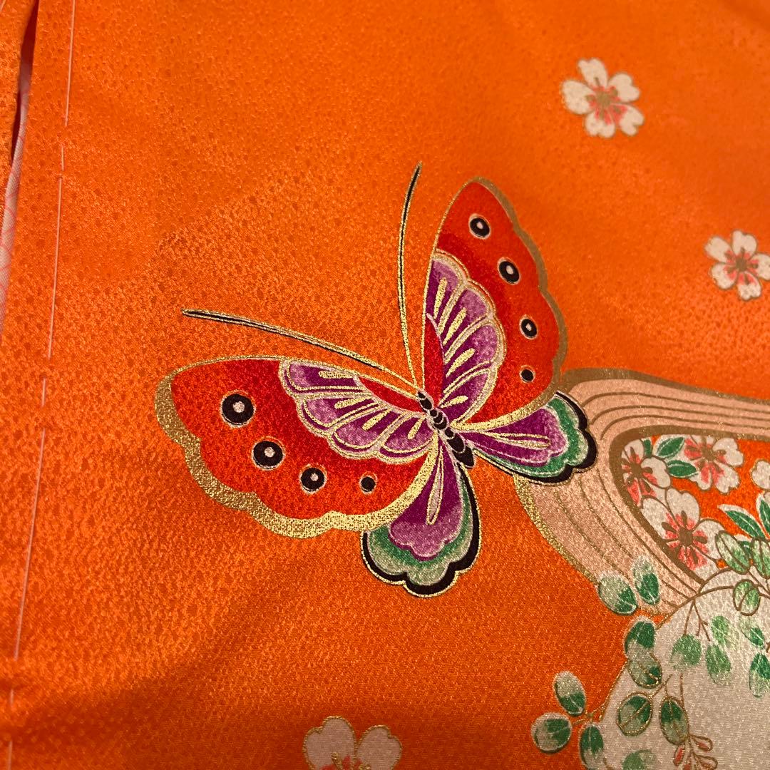 豪華　お宮参り 着物  長襦袢セット　女の子 日本製　花柄　蝶