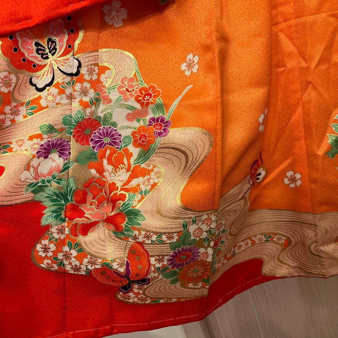 豪華　お宮参り 着物  長襦袢セット　女の子 日本製　花柄　蝶