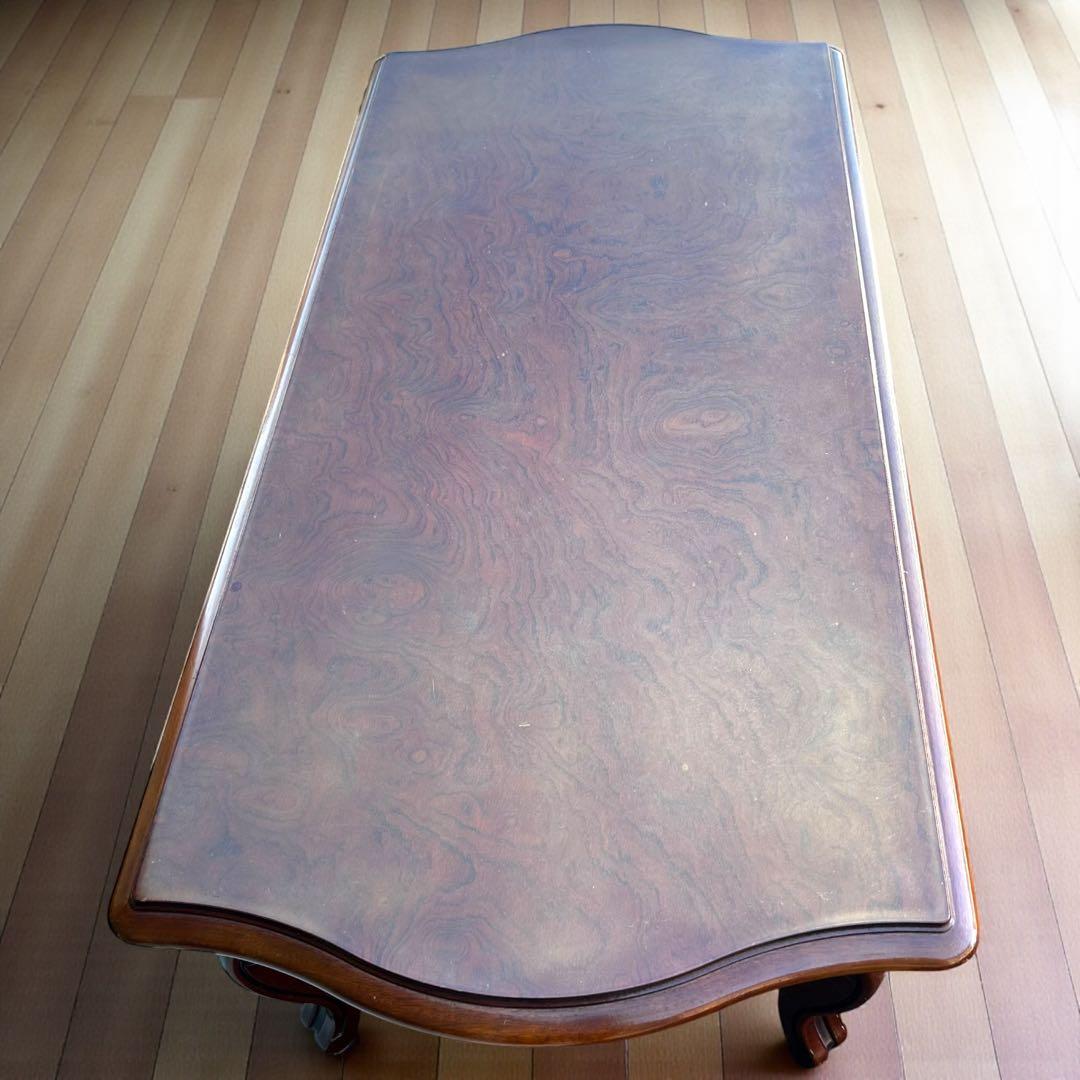 稀少✨送料無料❣️karimoku 猫脚 ガラステーブル ローテーブル ラタン棚付