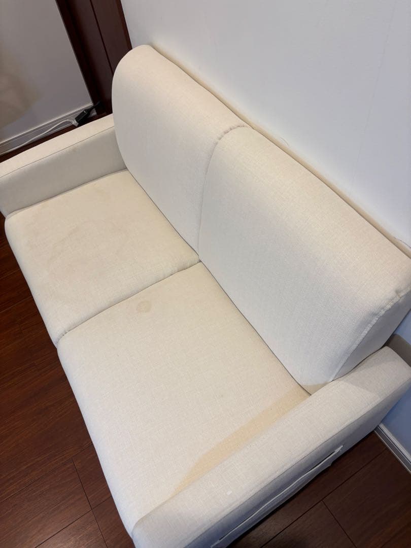 ホワイト 布製 2人掛けソファ
