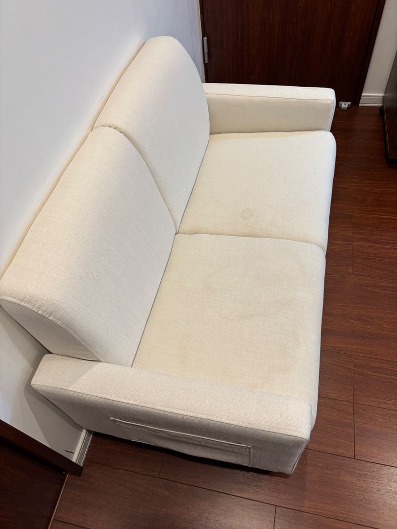 ホワイト 布製 2人掛けソファ