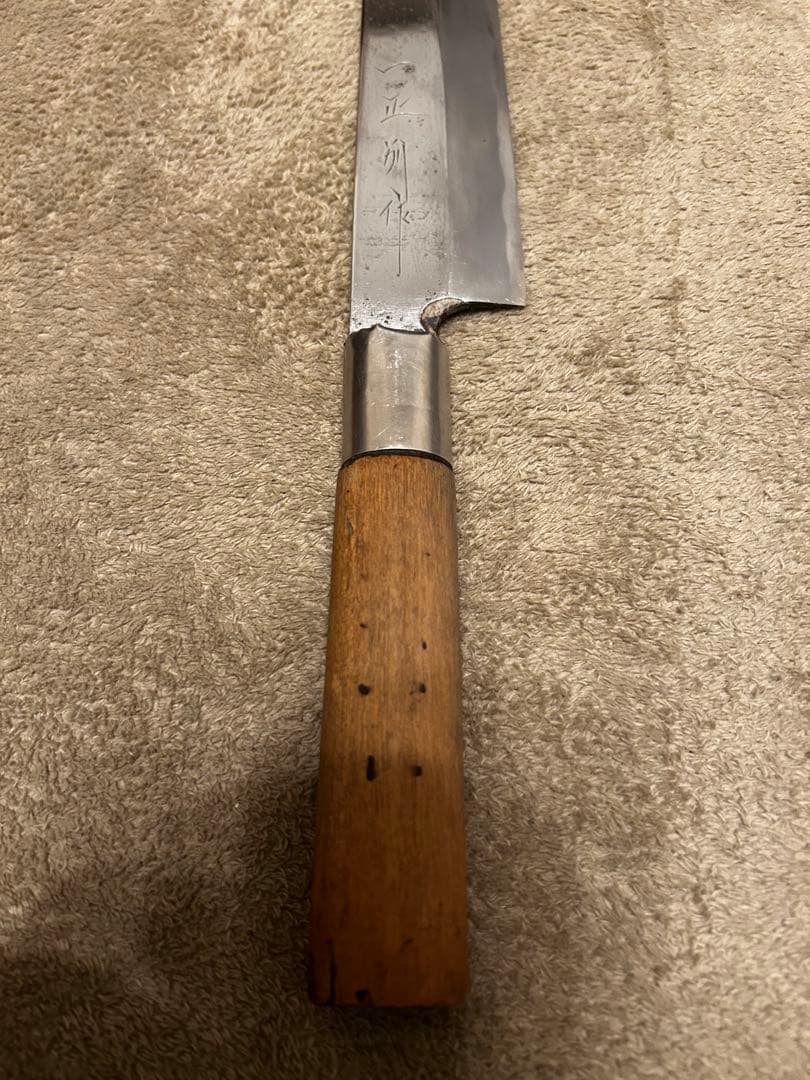 白二鋼　骨切り包丁　片刃　尺寸　約30cm