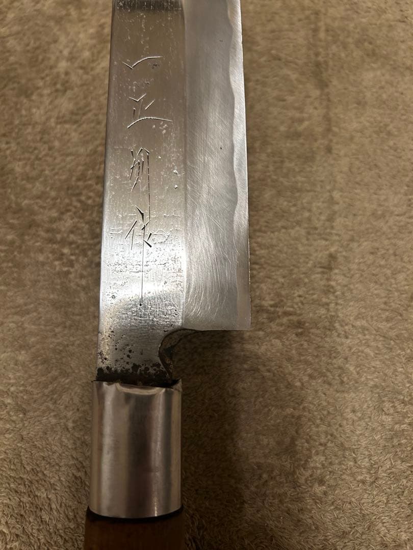 白二鋼　骨切り包丁　片刃　尺寸　約30cm