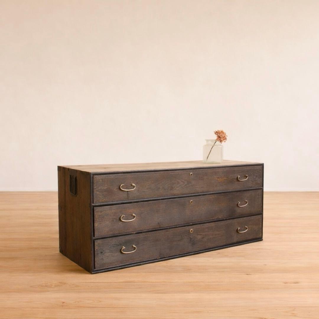 ローボード　引き出し　木製　M009　古道具　古家具　ビンテージ　アンティーク