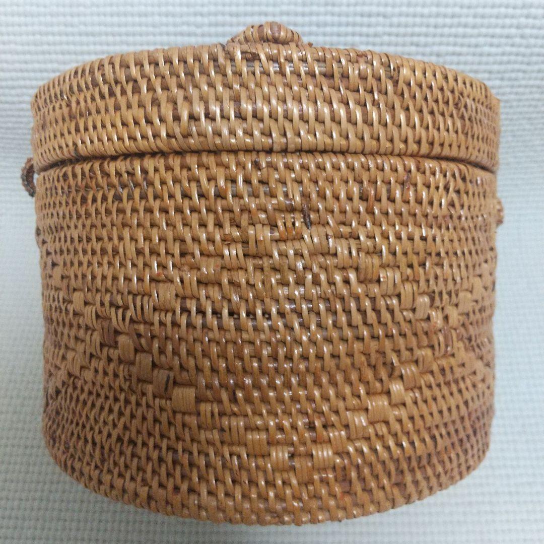 14×20cm アタ製♪持ち手付バスケット＆おまけ／自然素材 アジアン雑貨