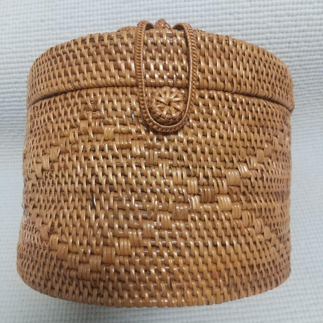 14×20cm アタ製♪持ち手付バスケット＆おまけ／自然素材 アジアン雑貨