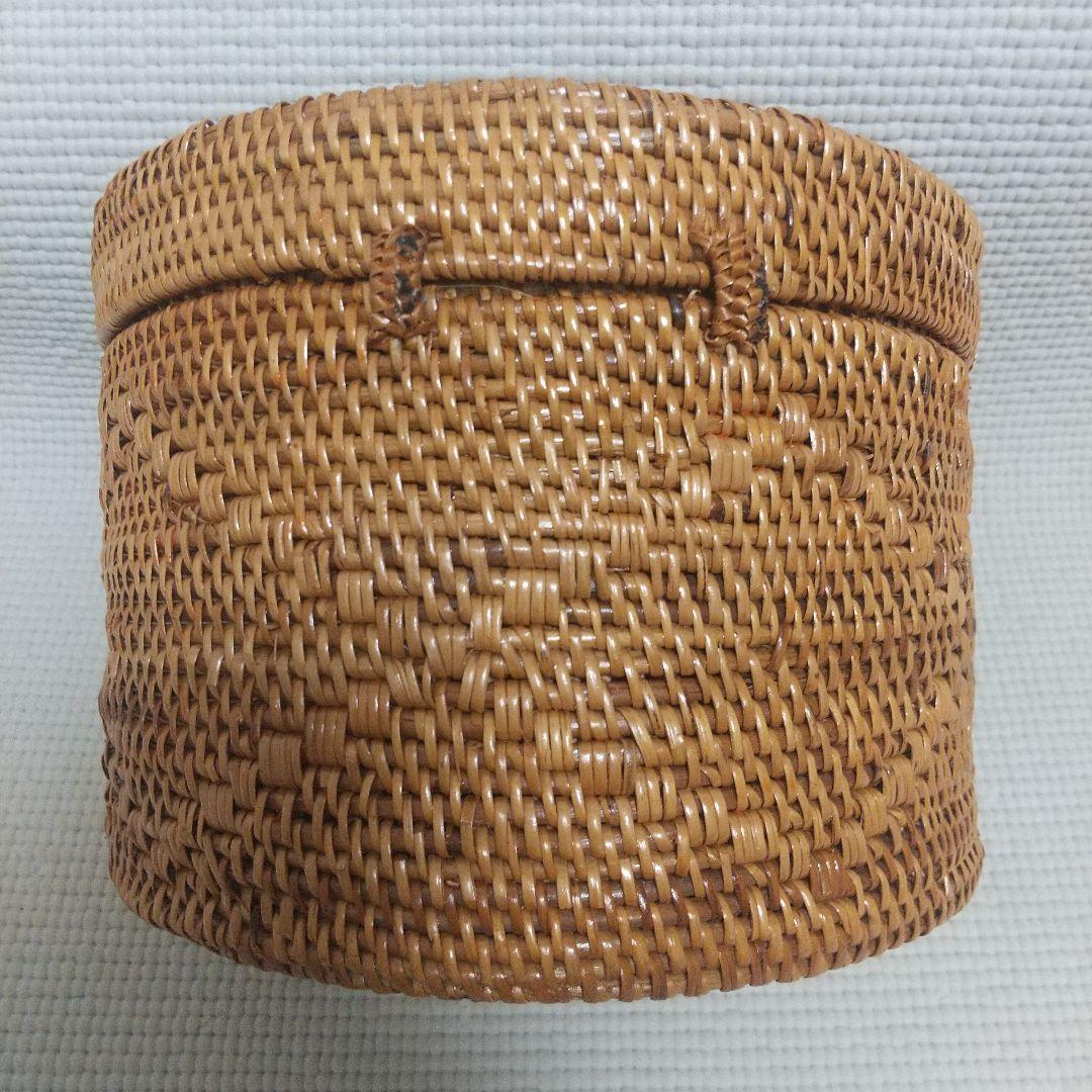 14×20cm アタ製♪持ち手付バスケット＆おまけ／自然素材 アジアン雑貨