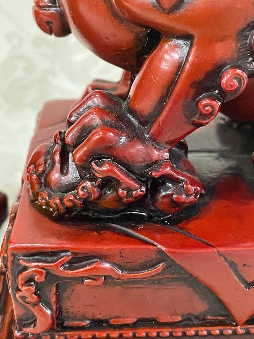 【魔除け★開運】中国骨董　石像　獅子　雄雌ペアセット