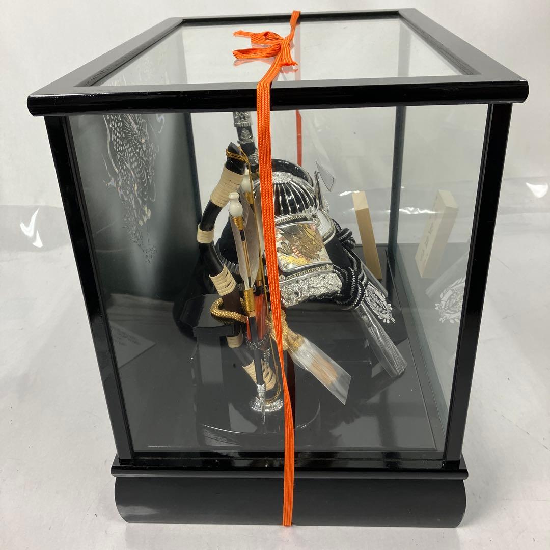 ▽ 五月人形 兜ケース飾り 伊達政宗 京寿 シルバー こどもの日